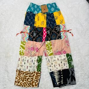 ASHLEY TAYLOR WOMENS PATCHWORK PANTS BOHO HIPPIE HAREM TROUSERS OSFM 3